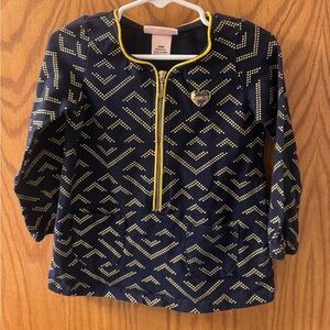 Juicy Couture Baby Girls Navy and Gold Print Zip Top Size 24M